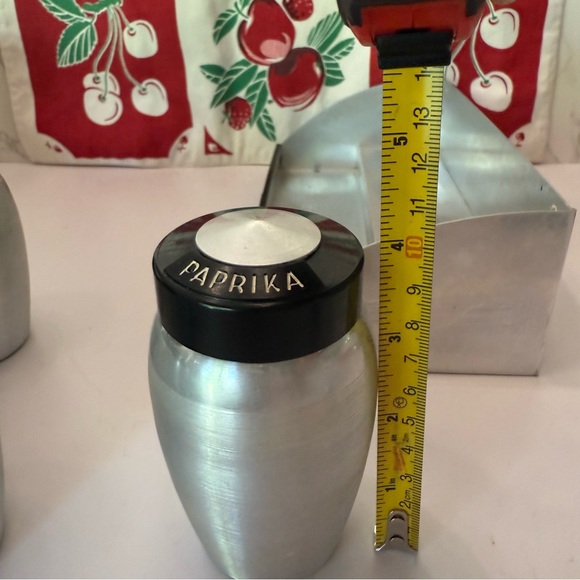 Vintage Kromex silver black lids spice set with rack 8 spices - Picture 14 of 14